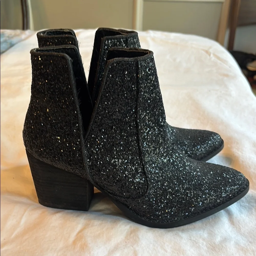 Not Rated Black Glitter Ankle Boots Sz 6.5